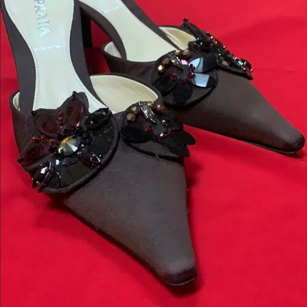 VINTAGE PRADA EMBELLISHED KITTEN HEELS |  New condition!! - Picture 2 of 9